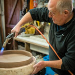 John Higgins at work in his studio 2018
